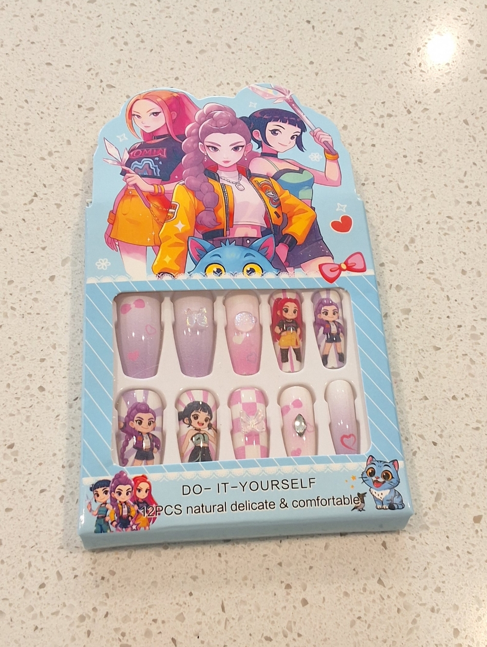 K Pop Demon Hunters Press On Nails Set 12 PC Long Coffin, New In Package